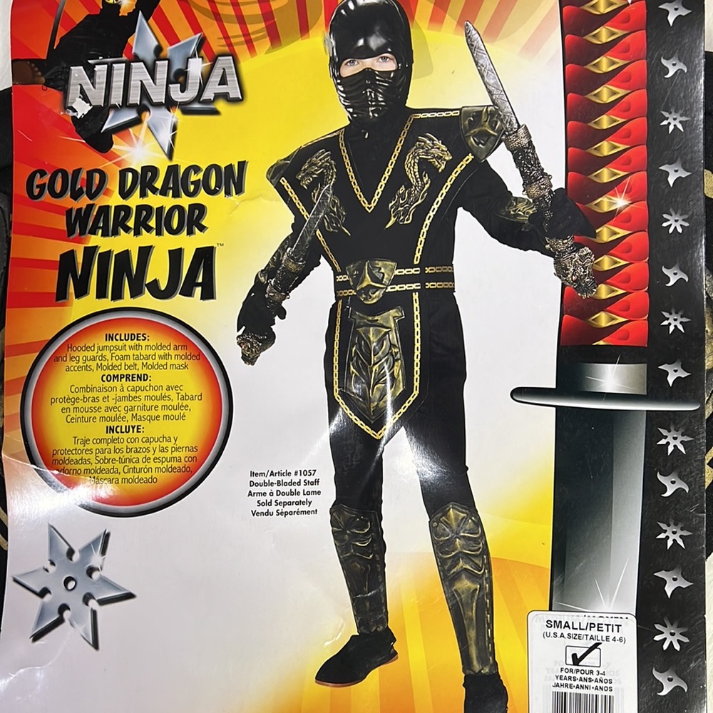 NEW Warrior NINJA Halloween Costume Size 4-6yr